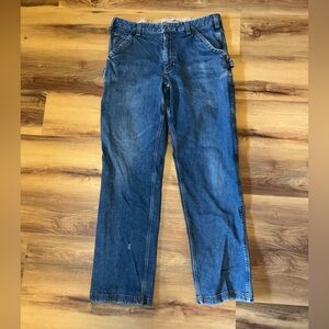 Duluth Trading Co Relaxed Fit Ballroom Blue Cargo Work Jeans